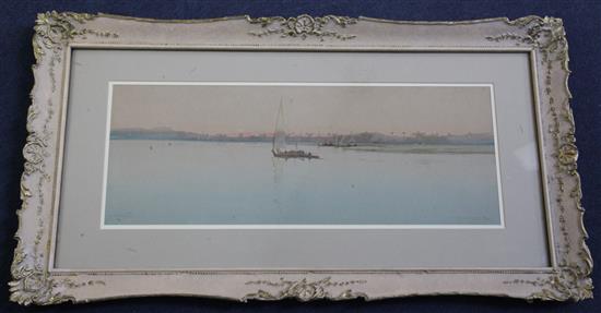 Augustus Osborne Lamplough (1877-1930) A Nile Aflemow and A Felucca on the Upper Nile 8.5 x 23in.
